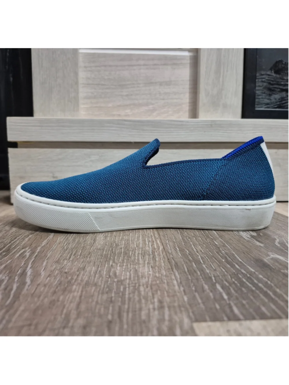 Women's Rothy's Slip-On Flats in Blue and White 5.5